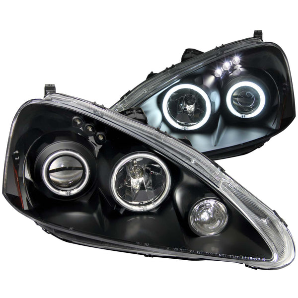 ANZO 2005-2006 Acura Rsx Projector Headlights w/ Halo Black - 121197 for 2005-2006 Acura RSX - front view
