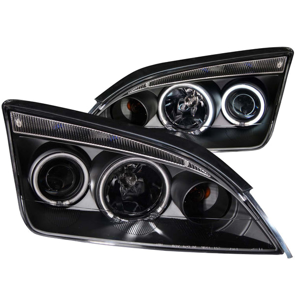 ANZO 2005-2007 Ford Focus Projector Headlights w/ Halo Black - 121198 for 2005-2006 Ford Focus - front view