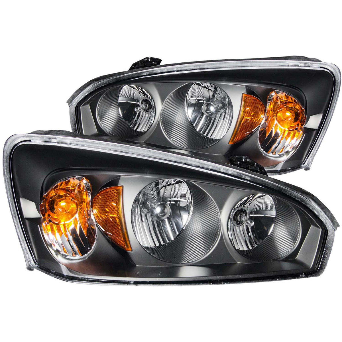 ANZO 2004-2007 Chevrolet Malibu Crystal Headlights Black - 121221 for 2004-2007 Chevrolet Malibu - front view