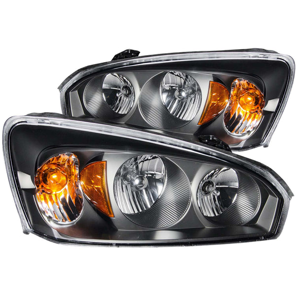 ANZO 2004-2007 Chevrolet Malibu Crystal Headlights Black - 121221 for 2004-2007 Chevrolet Malibu - front view