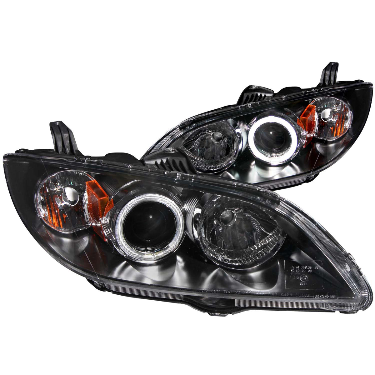 ANZO 2004-2008 Mazda 3 Projector Headlights w/ Halo Black (CCFL) - 121228 for 2004-2008 Mazda 3 - front view