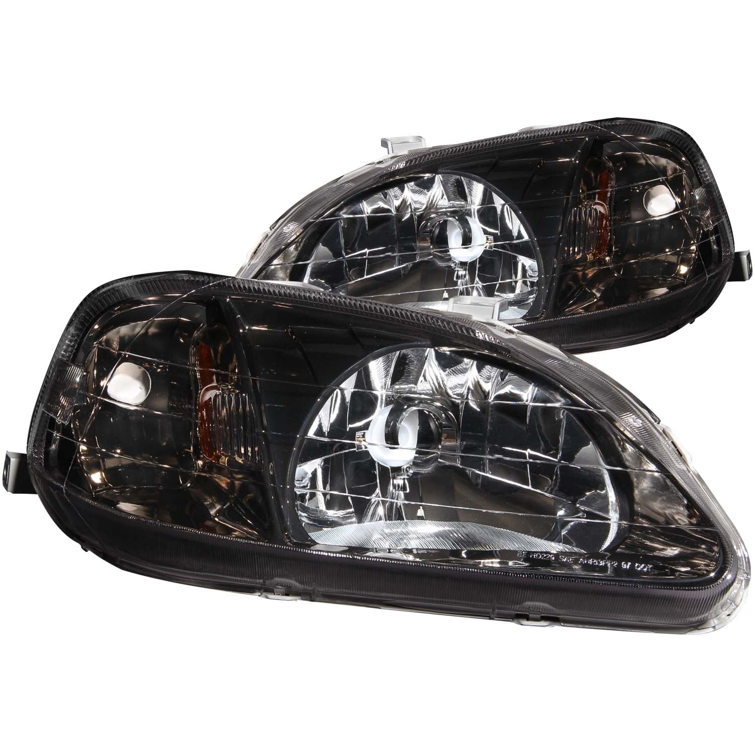 ANZO 1999-2000 Honda Civic Crystal Headlights Gun-Metal Gray - 121234 for 1999-2000 Honda Civic - front view