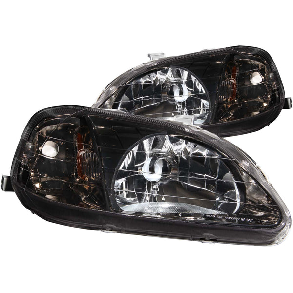 ANZO 1999-2000 Honda Civic Crystal Headlights Gun-Metal Gray - 121234 for 1999-2000 Honda Civic - front view