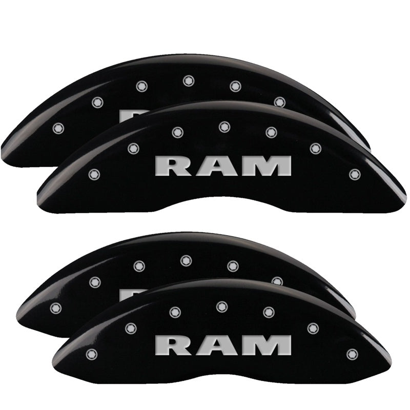 MGP 4 Caliper Covers Engraved Front &amp; Rear RAM Black finish silver ch - 12124SRAMBK