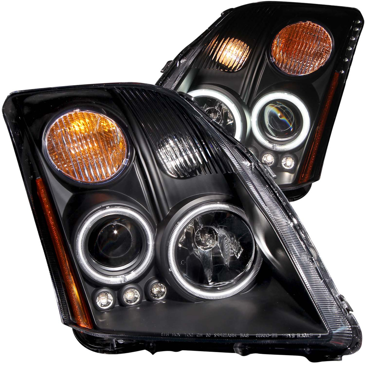 ANZO 2007-2012 Nissan Sentra Projector Headlights Black - 121276 for 2007-2012 Nissan Sentra - front view