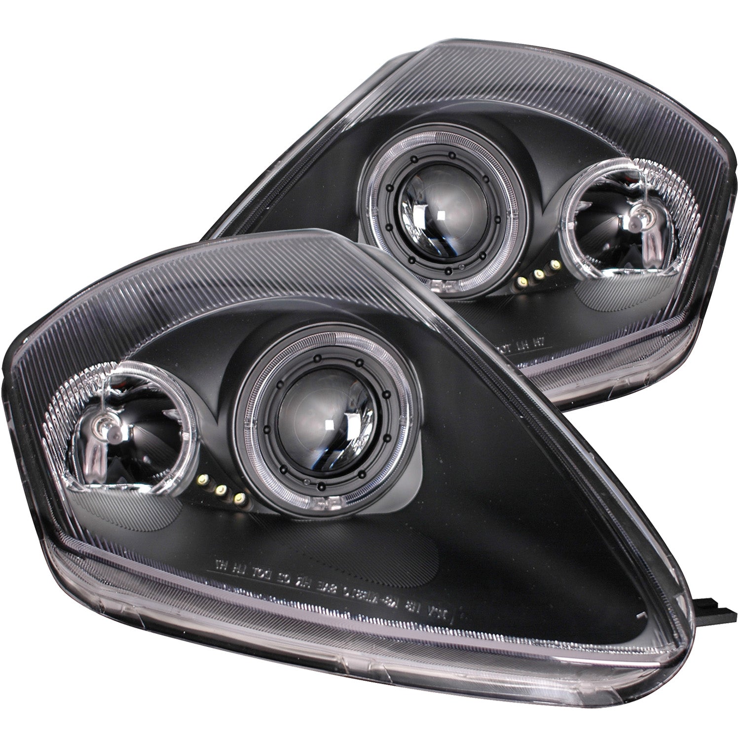 ANZO 2000-2005 Mitsubishi Eclipse Projector Headlights w/ Halo Black - 121332 for 2000-2005 Mitsubishi Eclipse - front view