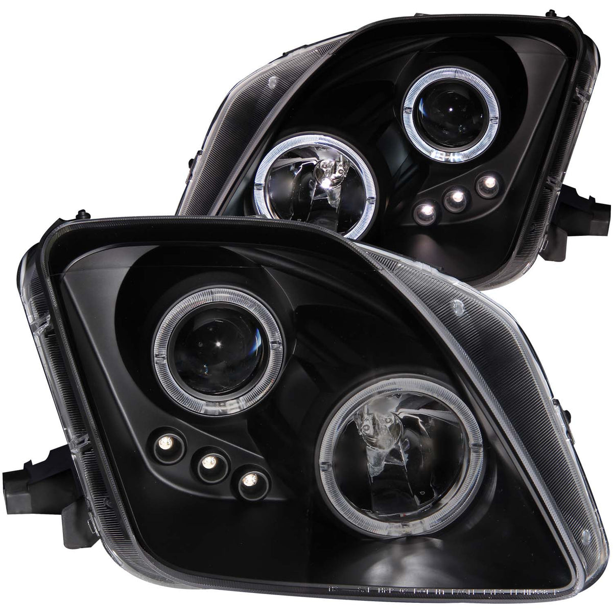 ANZO 1997-2001 Honda Prelude Projector Headlights w/ Halo Black w/ LED - 121341 for 1997-2001 Honda Prelude - front view