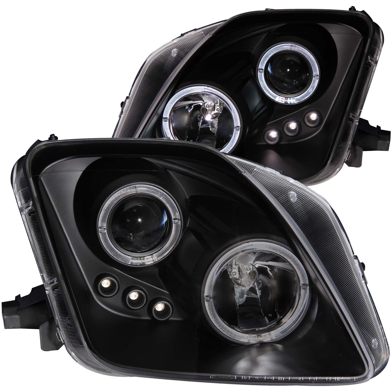 ANZO 1997-2001 Honda Prelude Projector Headlights w/ Halo Black w/ LED - 121341 for 1997-2001 Honda Prelude - front view