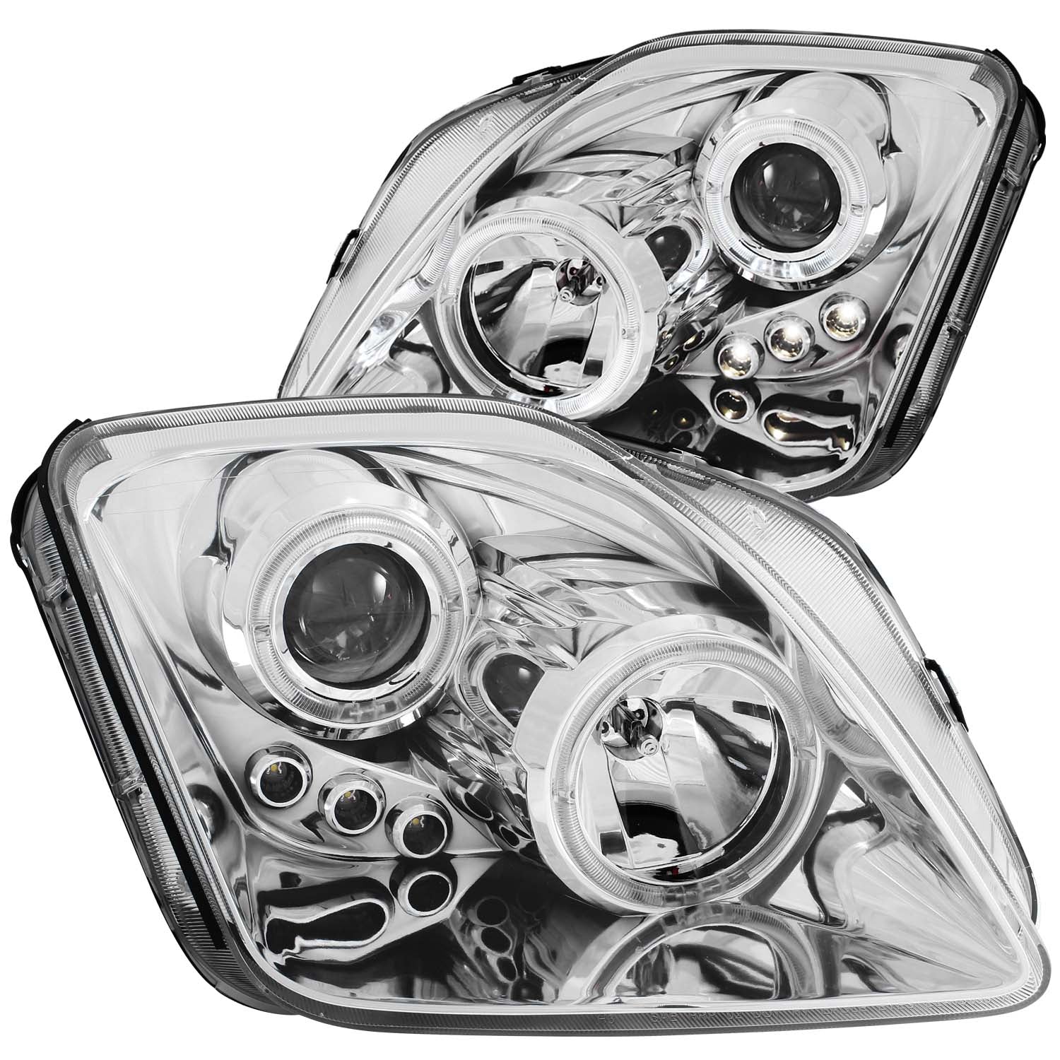 ANZO 1997-2001 Honda Prelude Projector Headlights w/ Halo Chrome w/ LED - 121342 for 1997-2001 Honda Prelude - front view