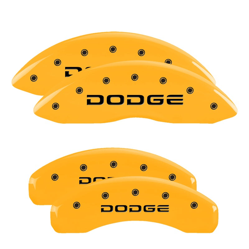 MGP 4 Caliper Covers Engraved F &amp; R Broken D/Dodge Yellow Finish Black Char 2006 Dodge Durango - 12134SDODYL