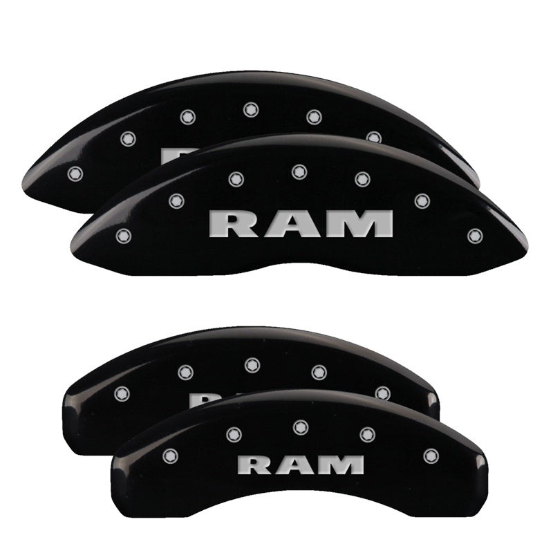 MGP 4 Caliper Covers Engraved Front &amp; Rear RAM Black finish silver ch - 12134SRAMBK