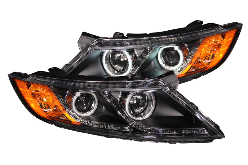 ANZO 2011-2013 Kia Optima Projector Headlights w/ Halo Black (CCFL) - 121460