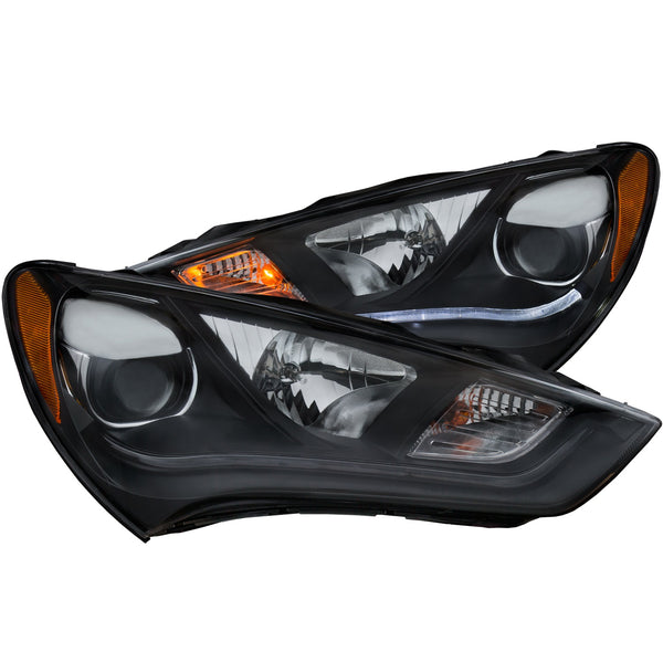 ANZO 2013-2015 Hyundai Genesis Projector Headlights w/ Plank Style Design Black (HID Compatible) - 121511 for 2013-2016 Hyund