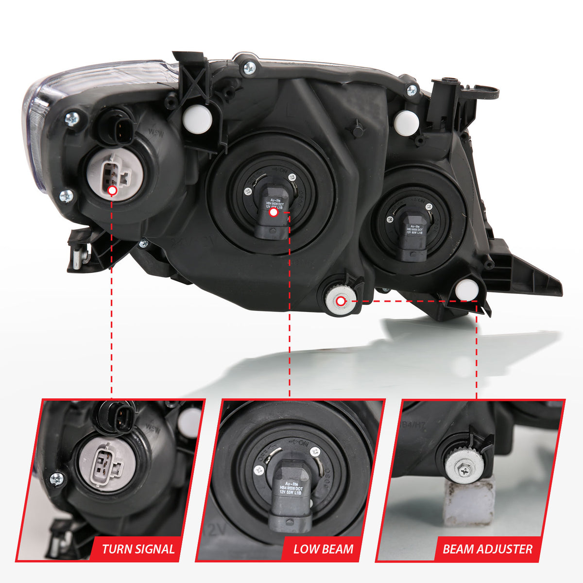 ANZO 2009-2010 Toyota Corolla Crystal Headlight Black Amber - 121541