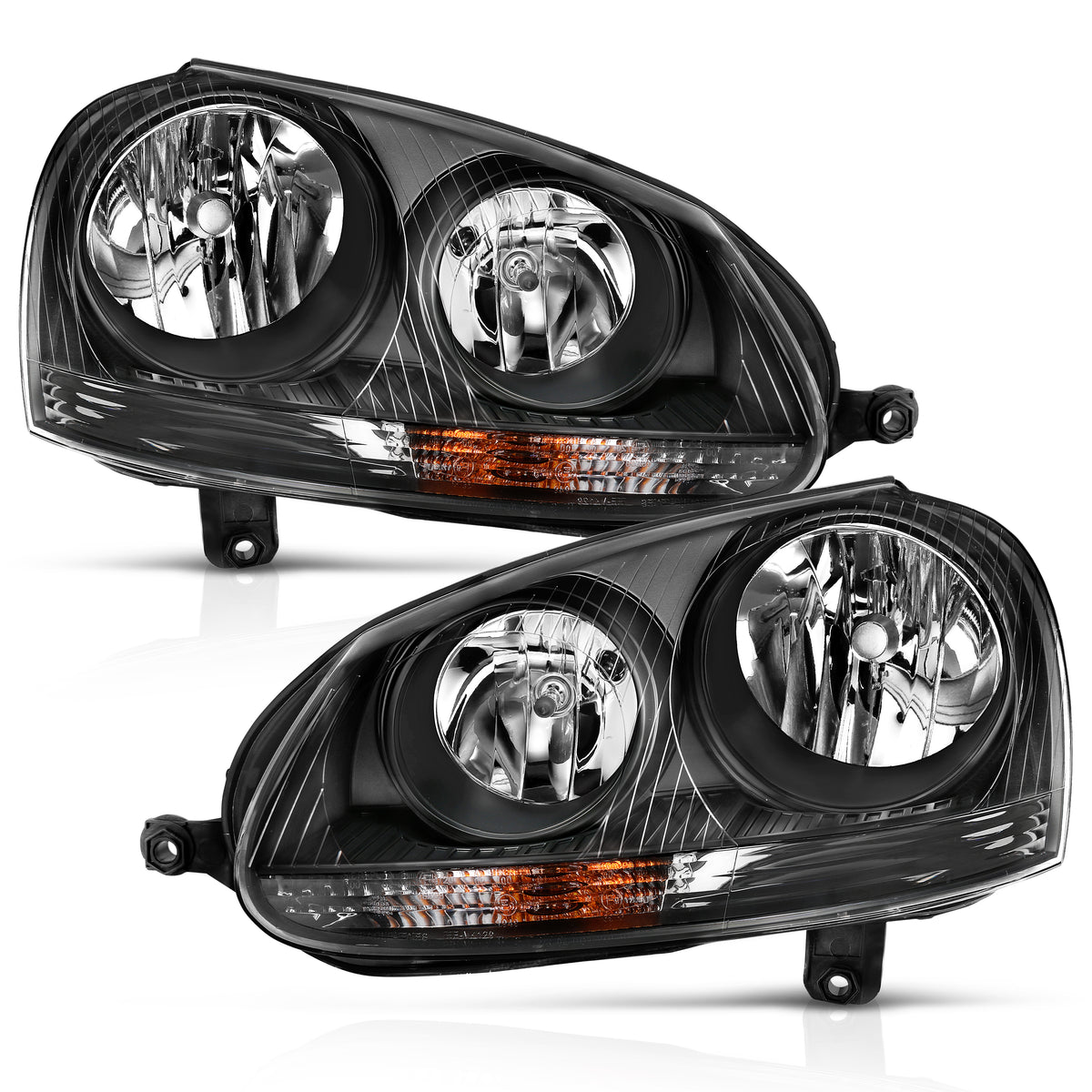 ANZO 2006-2009 Volkswagen Us Rabbit Crystal Headlight Black (Halogen Only) - 121542