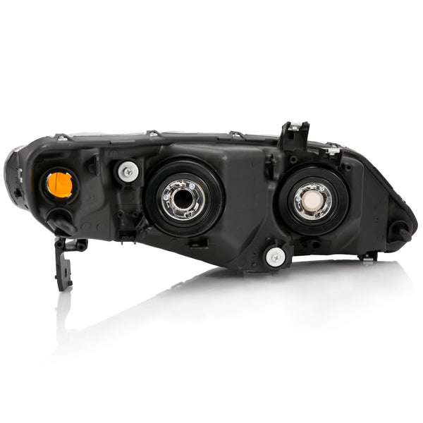 ANZO 2006-2011 Honda Civic 4 Door Crystal Headlight Black Amber (OE Replacement) - 121547 for 2006-2011 Honda Civic - front v