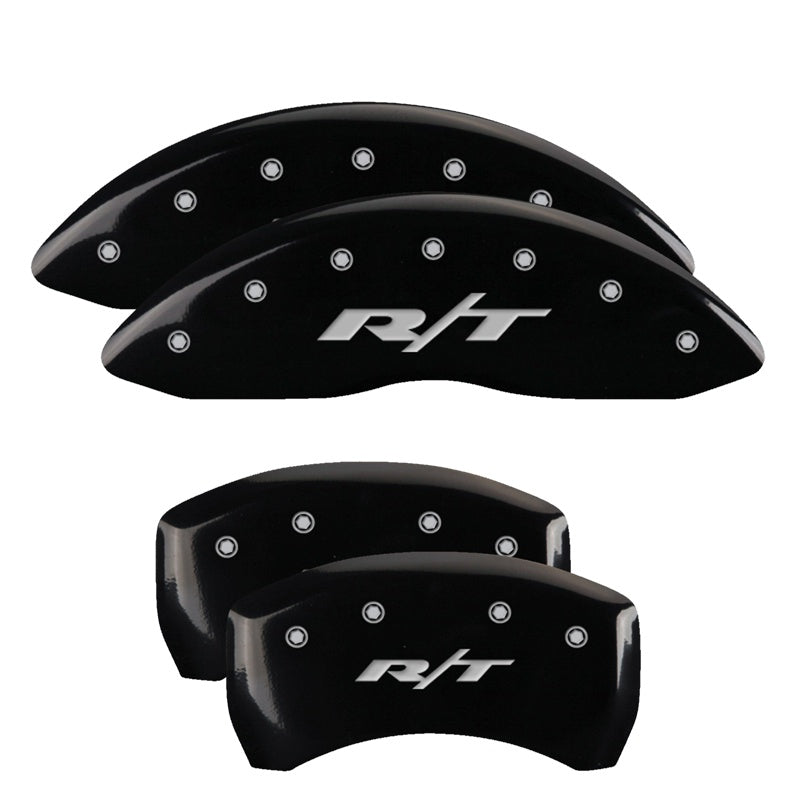 MGP 4 Caliper Covers Engraved Front &amp; Rear RT1-Truck Black finish silver ch - 12162SRT1BK