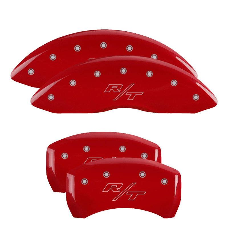 MGP 4 Caliper Covers Engraved Front &amp; Rear Vintage Style/RT Red finish silver ch - 12181SRTRRD