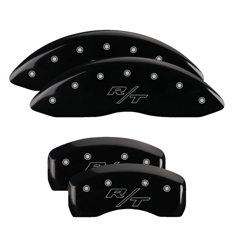 MGP 4 Caliper Covers Engraved Front &amp; Rear Vintage Style/RT Black finish silver ch - 12192SRTRBK