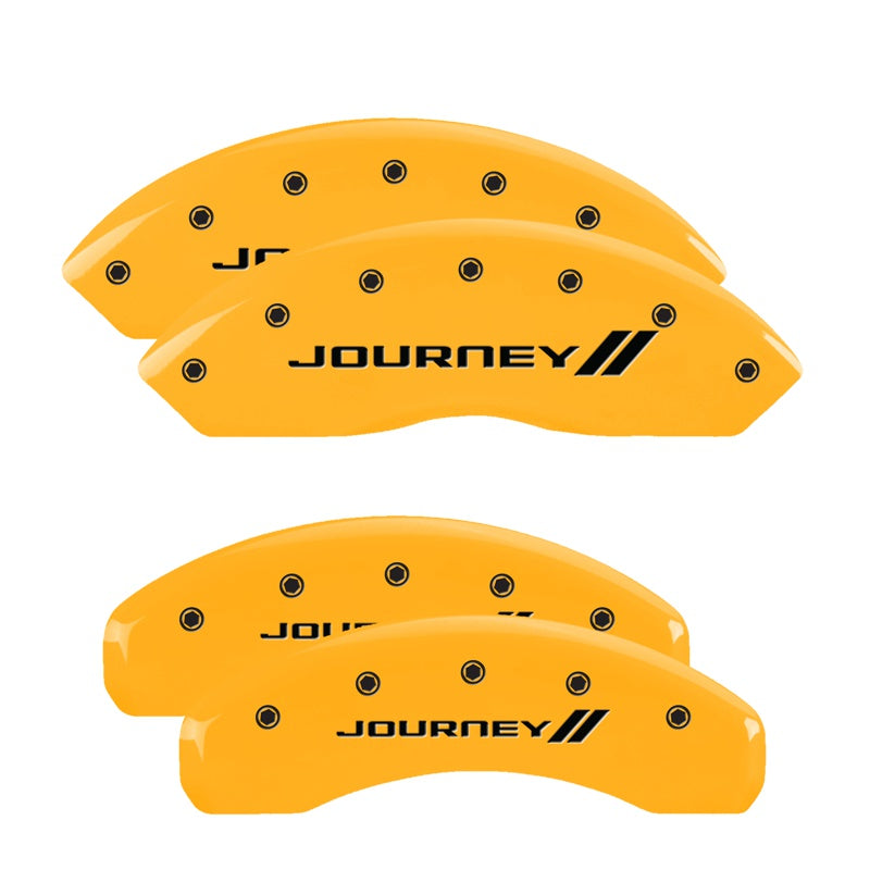 MGP 4 Caliper Covers Engraved Front &amp; Rear With stripes/Journey Yellow finish black ch - 12200SJNYYL