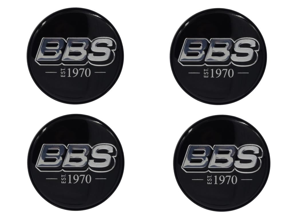 BBS LOGO Center Cap Set 56mm Black/Plat-Silver EST. 1970