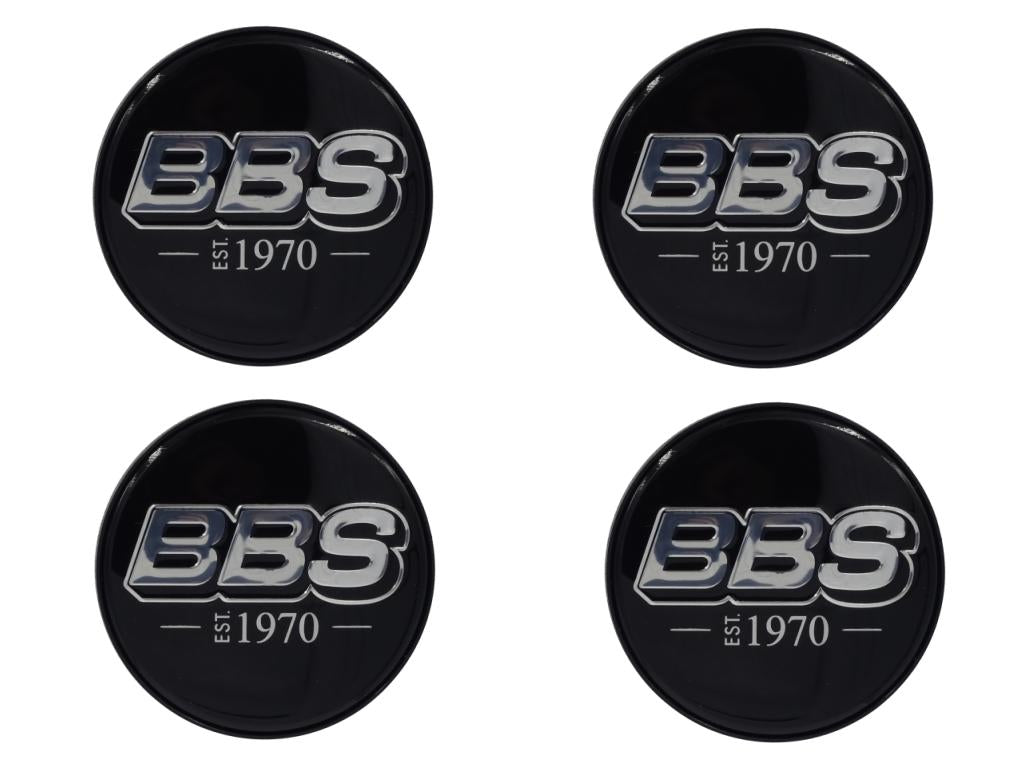 BBS LOGO Center Cap Set 56mm Black/Plat-Silver EST. 1970 - HW58071044.4