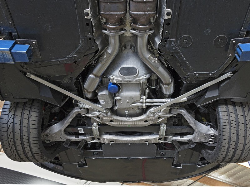 aFe POWER 14-18 Chevrolet Corvette C7 &amp; Z06 Twisted Steel 3in 304 Stainless Steel Mid Pipe w/ Cat - 48-34130-1YC