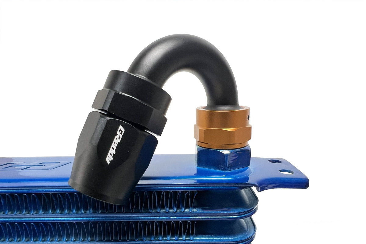 GReddy - GReddy low-profile proprietary M18 x P1.5 O-ring direct -10 male Swivel Hose End(s) - Black / Gold anodized - 12402154
