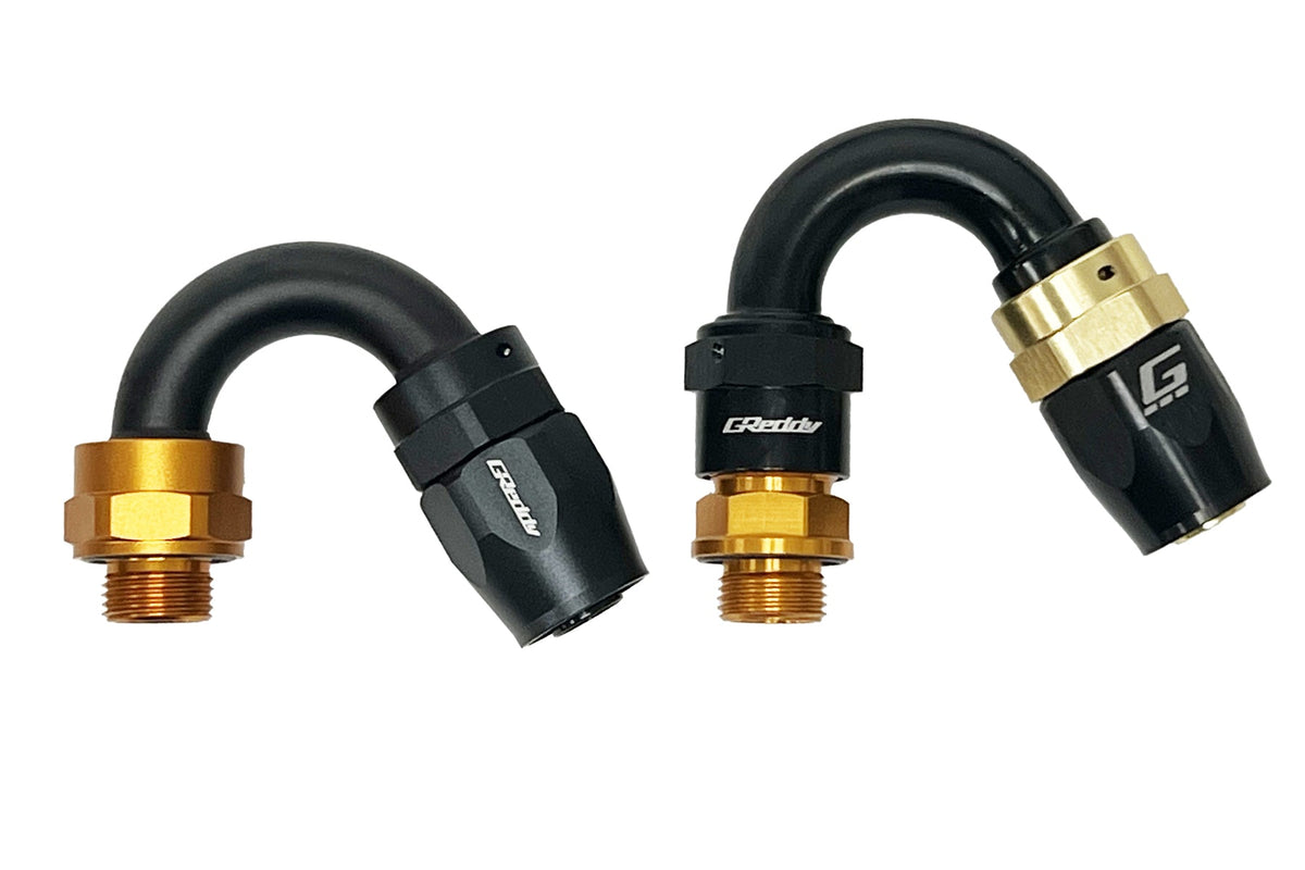 GReddy - GReddy low-profile proprietary M18 x P1.5 O-ring direct -10 male Swivel Hose End(s) - Black / Gold anodized - 12402154