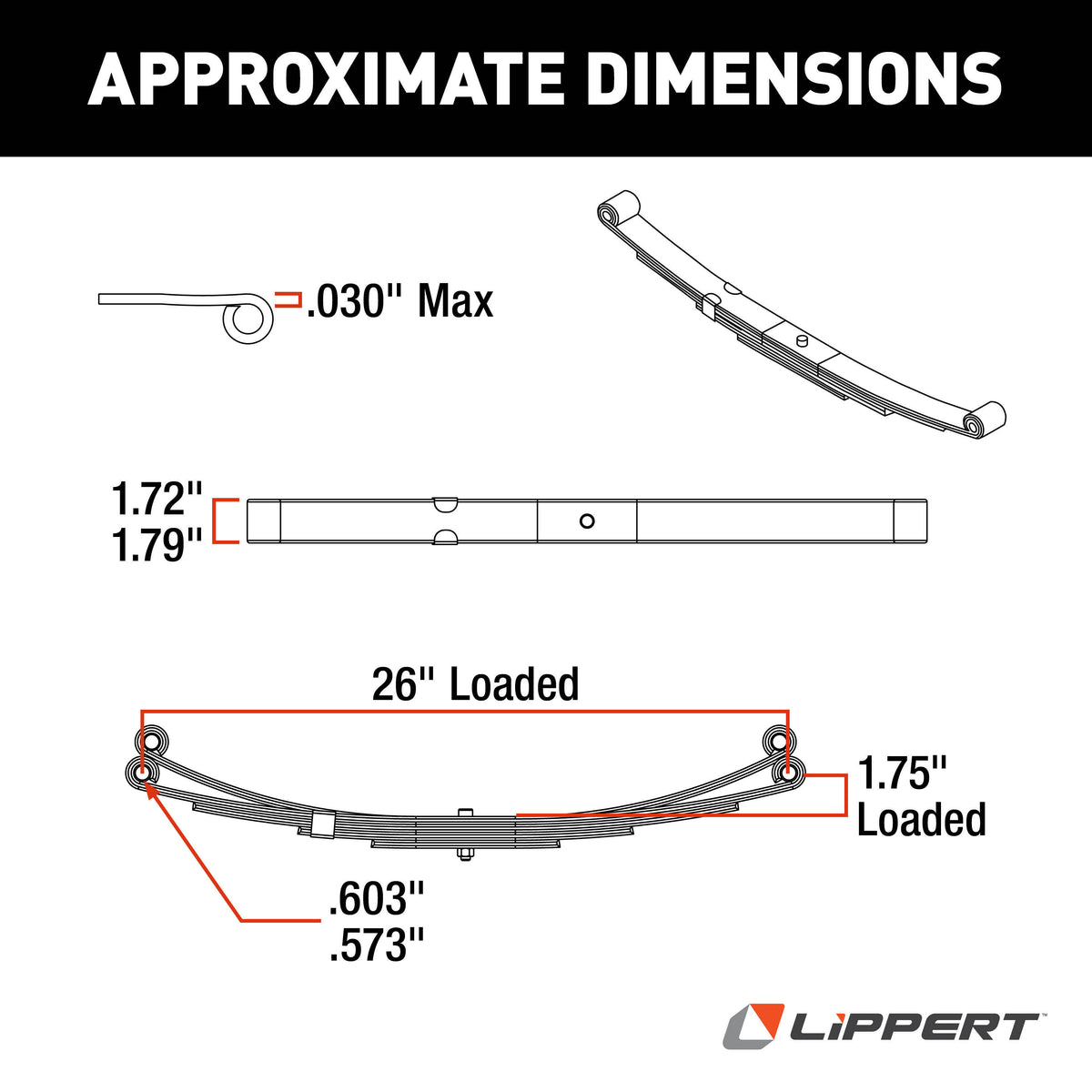 CURT 124903L Replacement Double-Eye Leaf Spring for RV Trailer Suspension System - 26", 1,750-lb. Weight Capacity