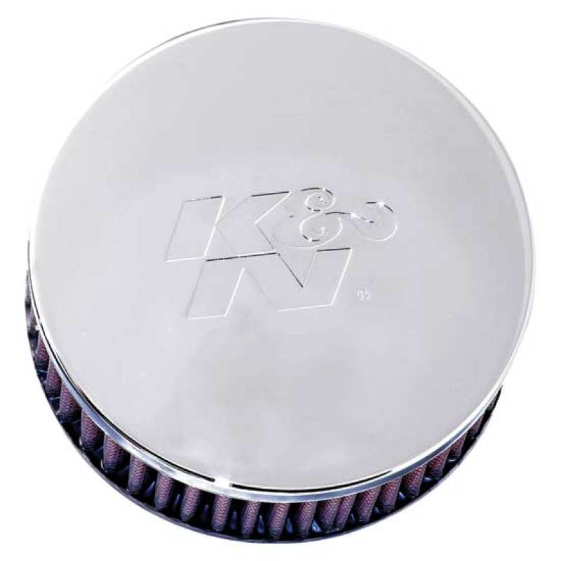 K&N Universal Chrome Filter 2.438in Flange ID x 5.125in OD x 2in H - RC-0850 by K&N Engineering - front view