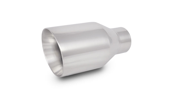 Vibrant 2.50in Inlet I.D. 3.50in Outlet O.D. Round Stainless Steel Tip (Double Wall Angle Cut) - 1272