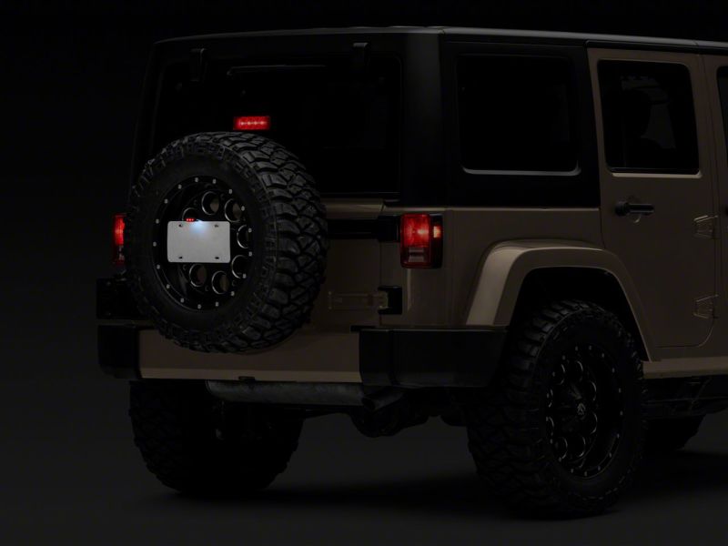 Raxiom 07-18 Jeep Wrangler JK Axial Series License Plate Bracket w/ LED Brake Light - J132759