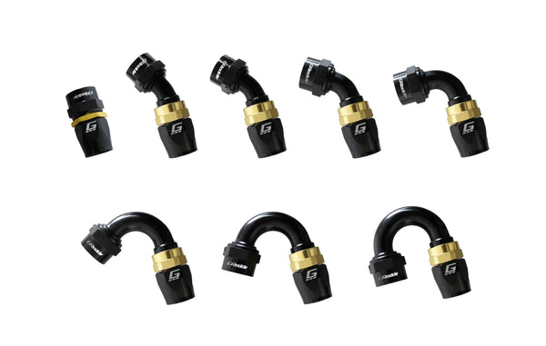 GReddy - GReddy -06 AN Swivel Hose End(s) - Black / Gold anodized - 12800660