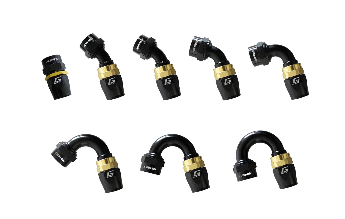 GReddy - GReddy -06 AN Swivel Hose End(s) - Black / Gold anodized - 12800618