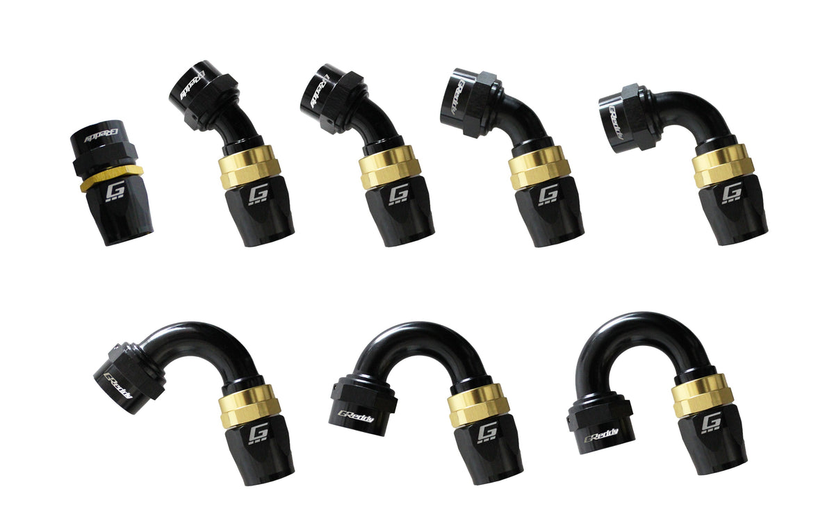 GReddy - GReddy -08 AN Swivel Hose End(s) - Black / Gold anodized - 12800815