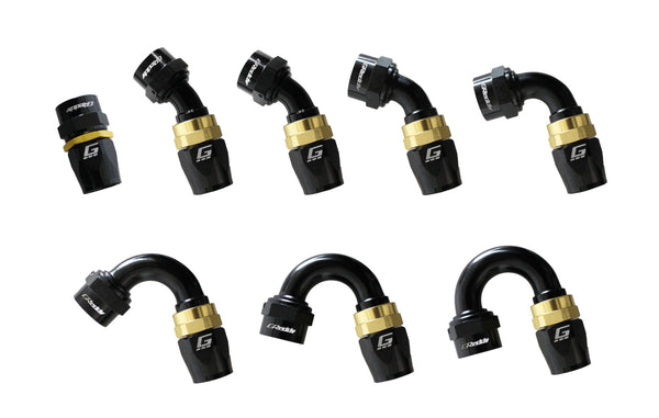 GReddy - GReddy -08 AN Swivel Hose End(s) - Black / Gold anodized - 12800815