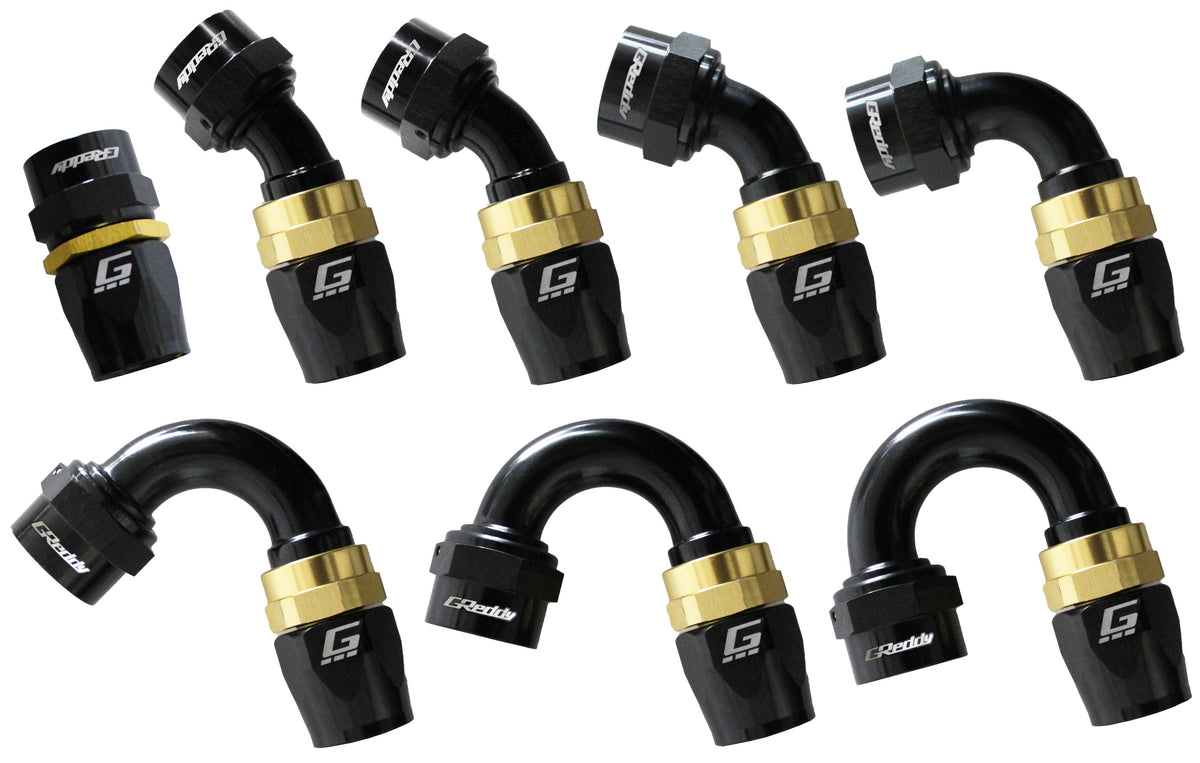 GReddy - GReddy -12 AN Swivel Hose End(s) - Black / Gold anodized - 12801230