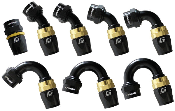 GReddy - GReddy -16 AN Swivel Hose End(s) - Black / Gold anodized - 12801645
