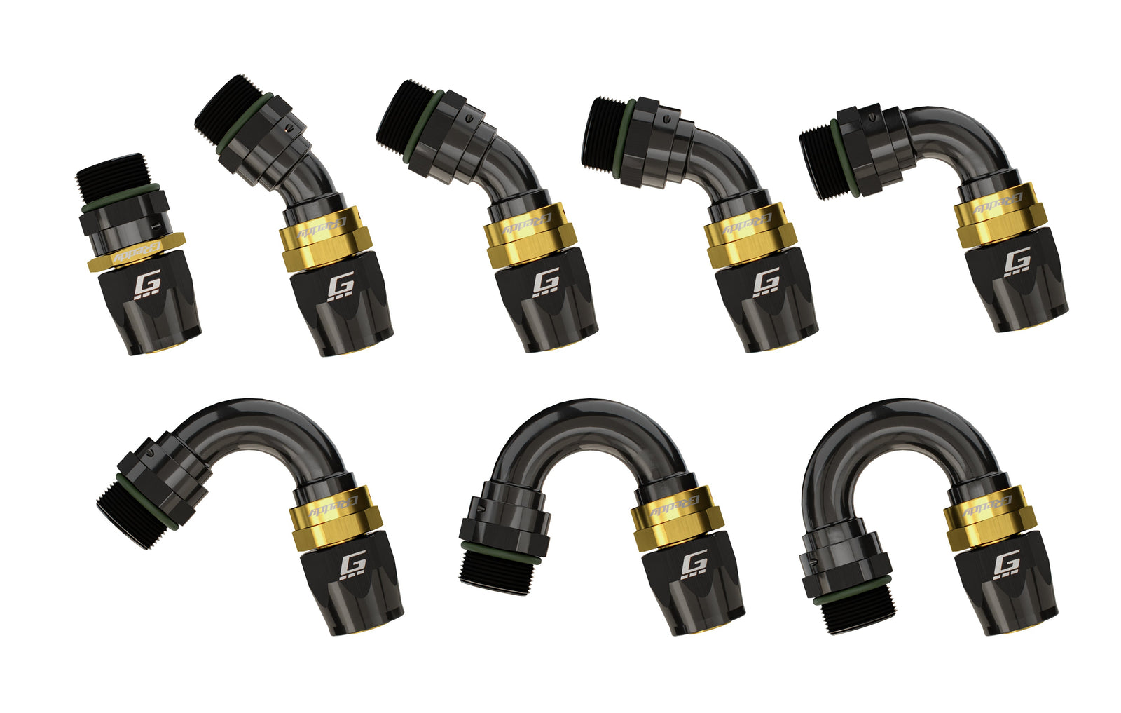 GReddy - GReddy -08 ORB male Swivel Hose End(s) - Black / Gold anodized - 12810812