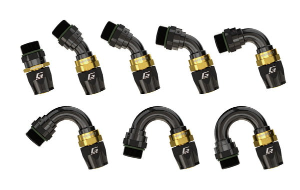 GReddy - GReddy -08 ORB male Swivel Hose End(s) - Black / Gold anodized - 12810890