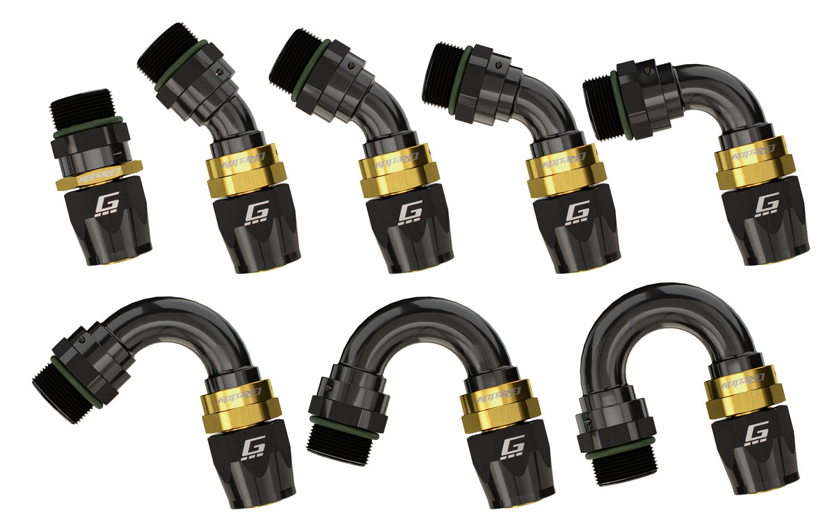 GReddy - GReddy -10 ORB male Swivel Hose End(s) - Black / Gold anodized - 12811090