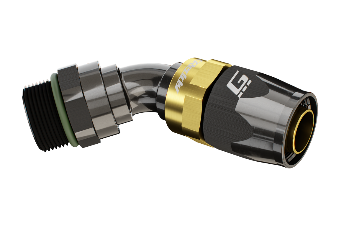 GReddy - GReddy -12 ORB male Swivel Hose End(s) - Black / Gold anodized - 12811230
