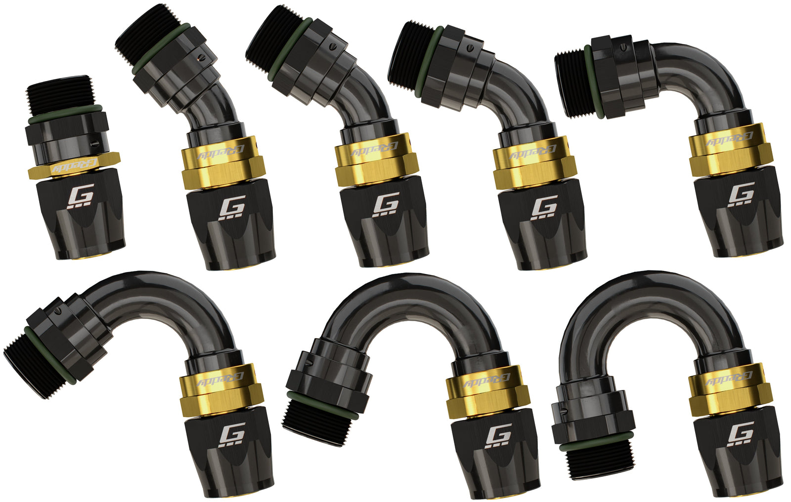 GReddy - GReddy -12 ORB male Swivel Hose End(s) - Black / Gold anodized - 12811215