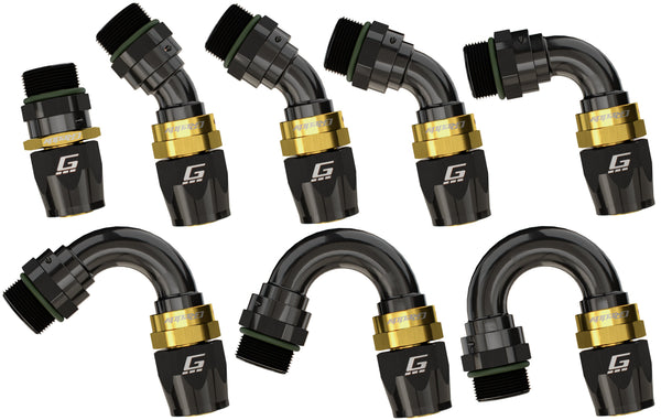GReddy - GReddy -12 ORB male Swivel Hose End(s) - Black / Gold anodized - 12811290