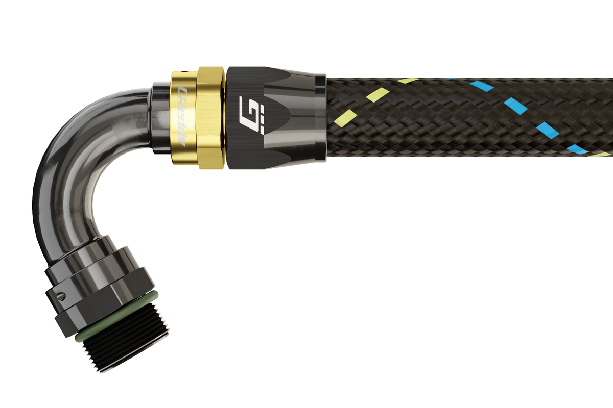 GReddy - GReddy -12 ORB male Swivel Hose End(s) - Black / Gold anodized - 12811212