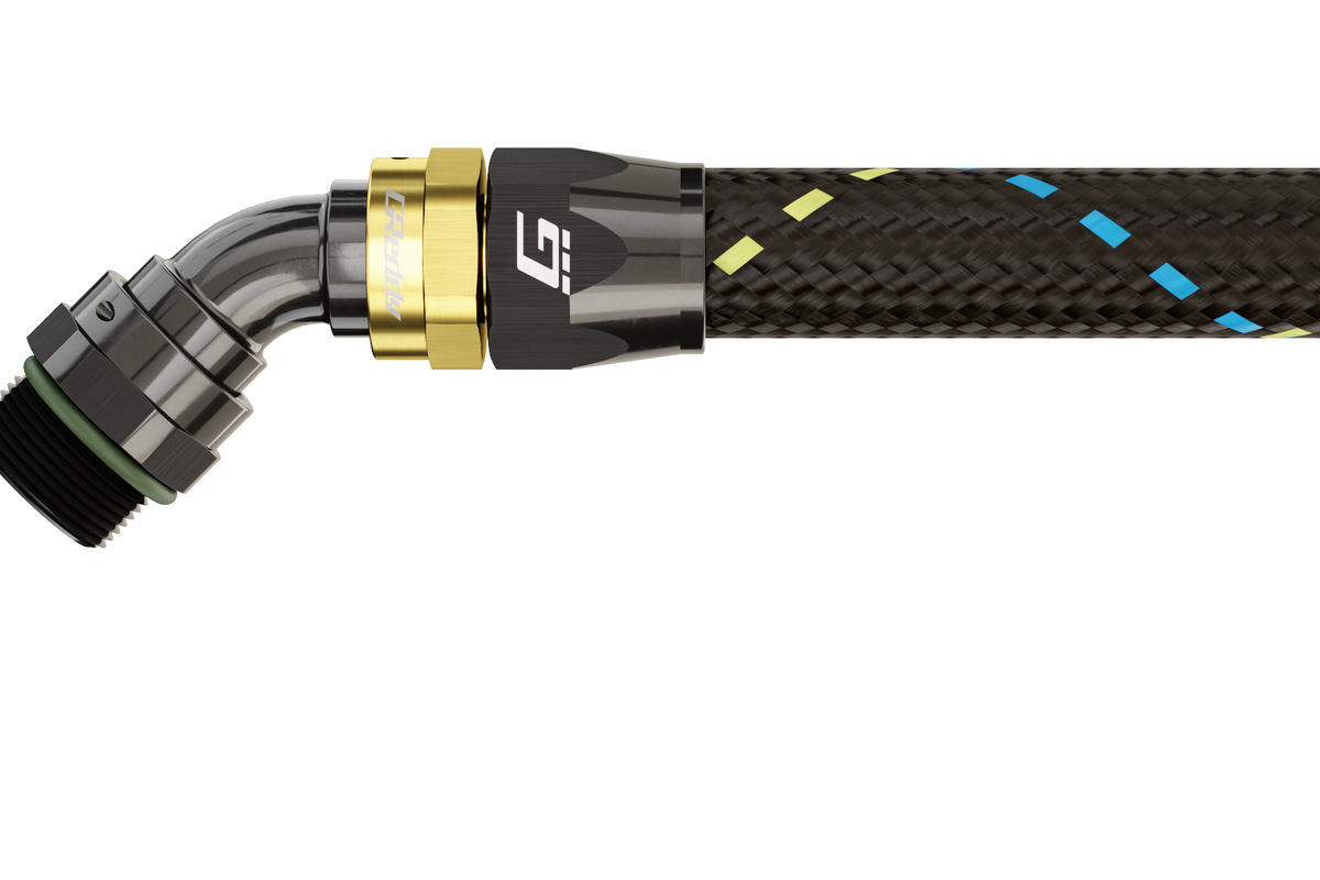 GReddy - GReddy -08 ORB male Swivel Hose End(s) - Black / Gold anodized - 12810800