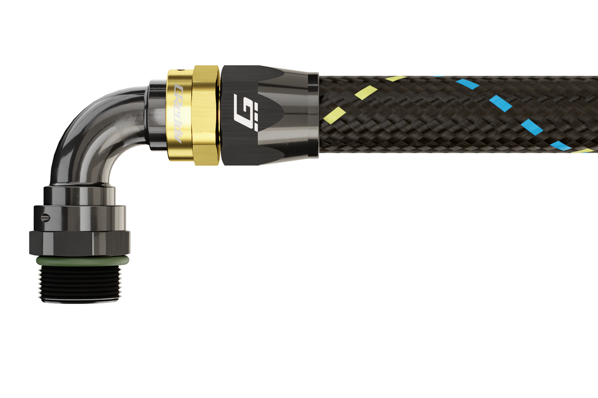 GReddy - GReddy -08 ORB male Swivel Hose End(s) - Black / Gold anodized - 12810830