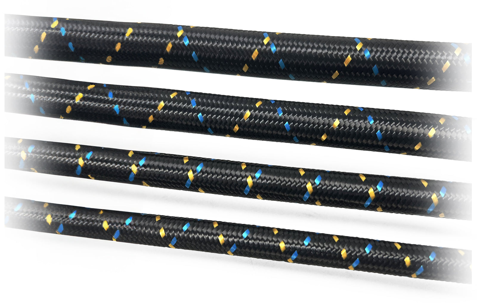 GReddy - GReddy -16 Nylon Braided Hose (per/ft) - Black / Gold / Blue - 12851600