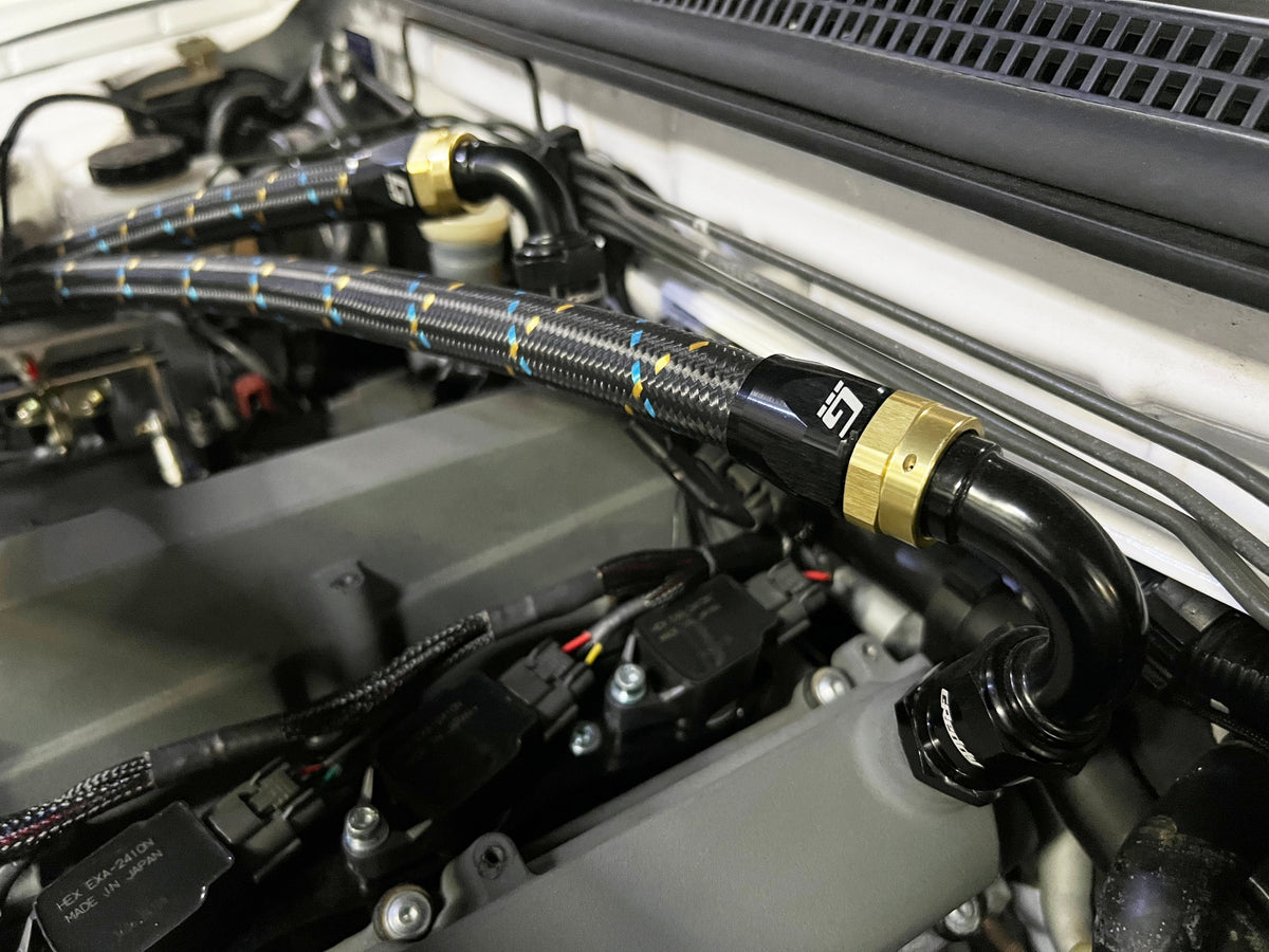 GReddy AN08 Reusable Hose Nylon Braided, Black/Gold/Blue - 12850800